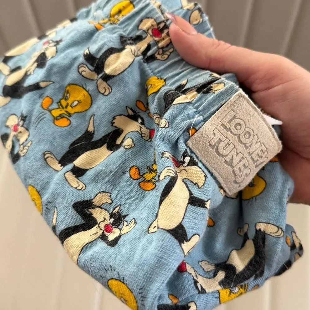 Vintage Warner Bros. Looney Tunes Blue Character Shorts kids 5/6 90s Y2K